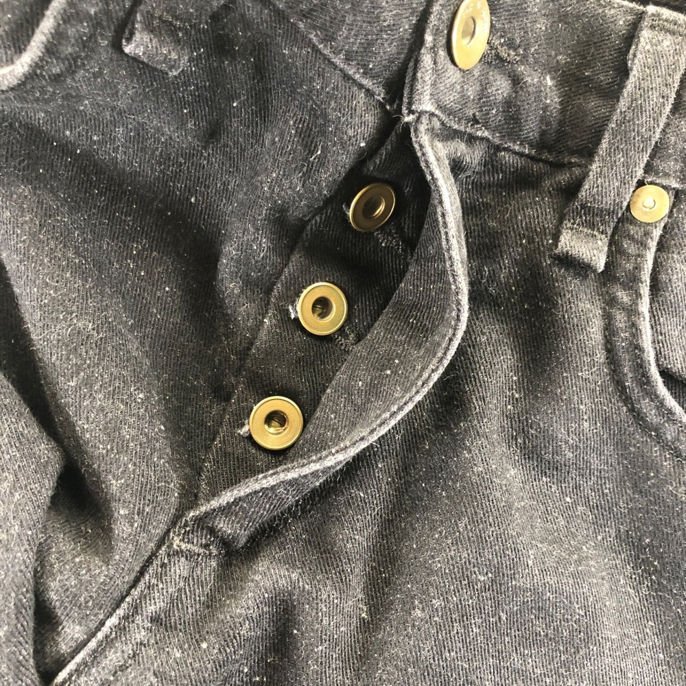 Rag & Bone Jeans Mens 30x34 Black 15x Slim Straight Nap Neppy Button Made In USA - Picture 10 of 16